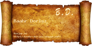 Baahr Dorisz névjegykártya